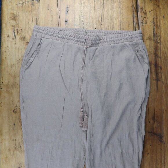 SOHO STREET TAUPE LIGHTWEIGHT PULL ON CASUAL PANTS WITH TASSLE DETAIL SIZE XL - Picture 4 of 9